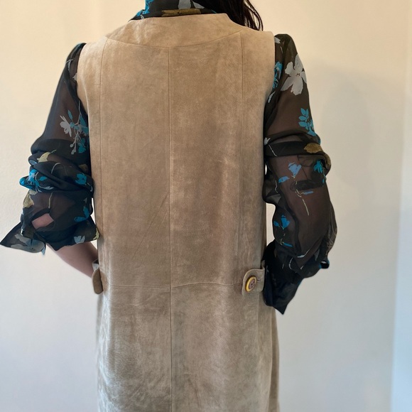 Suede sheath Dress / Sarafan - tan suede M - Picture 7 of 10
